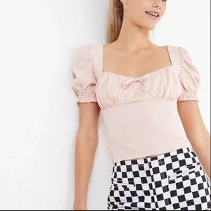 Urban Outfitters | Women's Pink UO Cassia Rose Puff Sleeve Top Size M